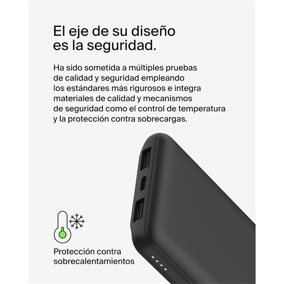 Belkin PowerBank 10.000 mAh 15W 2 x USB-A y 1x USB-C Negro (BPB011BTBK)