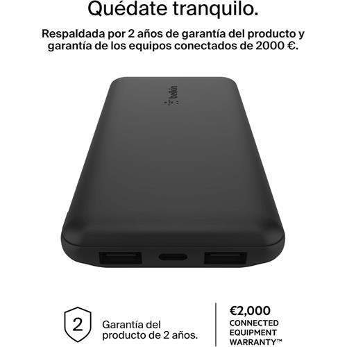 Belkin PowerBank 10.000 mAh 15W 2 x USB-A y 1x USB-C Negro (BPB011BTBK)