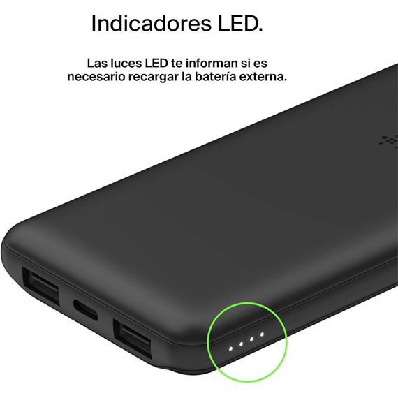 Belkin PowerBank 10.000 mAh 15W 2 x USB-A y 1x USB-C Negro (BPB011BTBK)