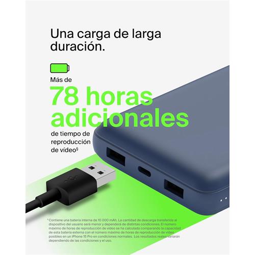 Belkin PowerBank 20.000 mAh 15W 2 x USB-A y 1x USB-C Azul (BPB012BTBL)
