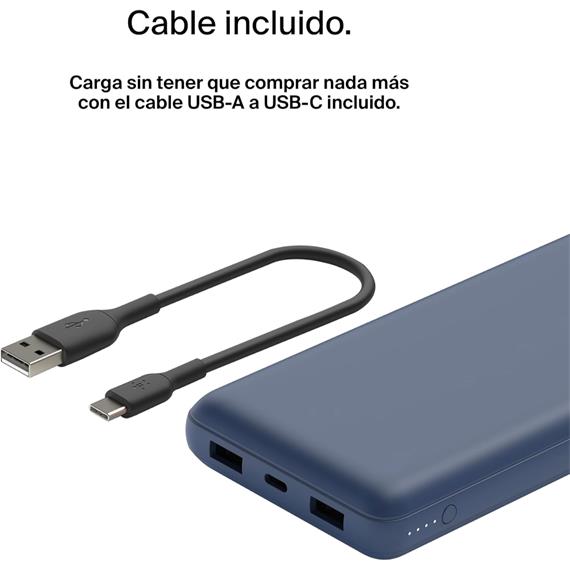 Belkin PowerBank 20.000 mAh 15W 2 x USB-A y 1x USB-C Azul (BPB012BTBL)