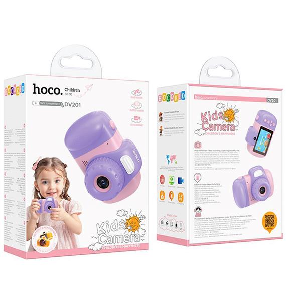 Hoco DV201 Cámara Digital Infantil con Pantalla y Doble Lente Rosa
