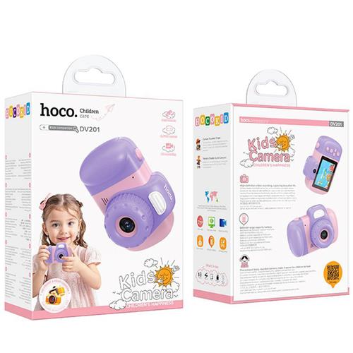 Hoco DV201 Cámara Digital Infantil con Pantalla y Doble Lente Rosa