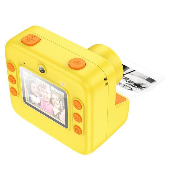 Hoco DV200 Cámara Digital Infantil con Patalla e Impresora Térmica Amarilla