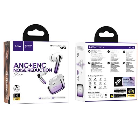 Hoco EQ16 Auricular Inalámbrico con Cancelación de Ruido Purple Glaze