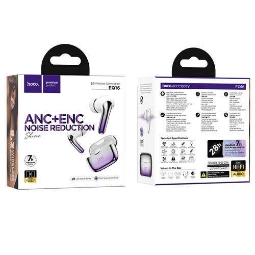 Hoco EQ16 Auricular Inalámbrico con Cancelación de Ruido Purple Glaze