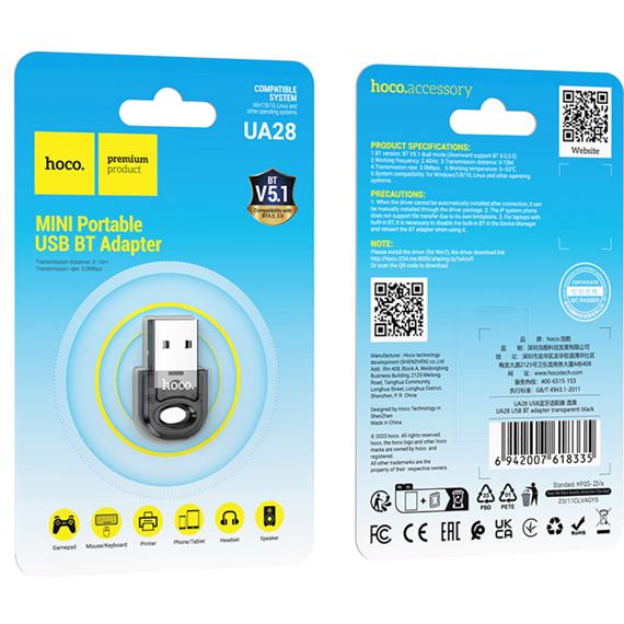 Hoco UA28 Adaptador USB a Bluetooth 5.1