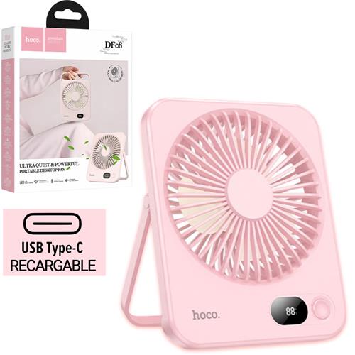 Hoco DF08 Ventilador Sobremsa Recargable Rosa