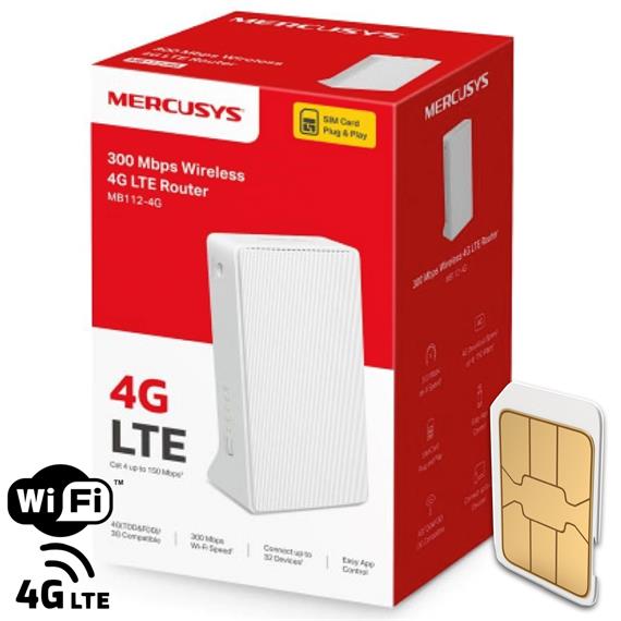 Mercusys Router para Tarjeta SIM N300 Wi-Fi 4G LTE (MB112-4G)