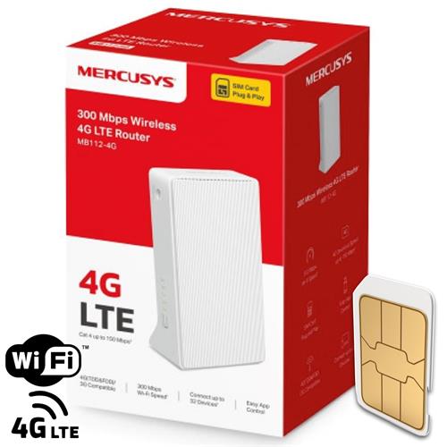 Mercusys Router para Tarjeta SIM N300 Wi-Fi 4G LTE (MB112-4G)