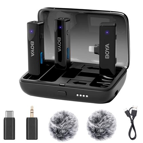 BOYA Boyalink Kit con 2 Micrófonos 2.4 GHz y Adaptador Multi Conexión