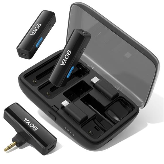 BOYA Boyalink Kit con 2 Micrófonos 2.4 GHz y Adaptador Multi Conexión