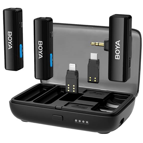 BOYA Boyalink Kit con 2 Micrófonos 2.4 GHz y Adaptador Multi Conexión