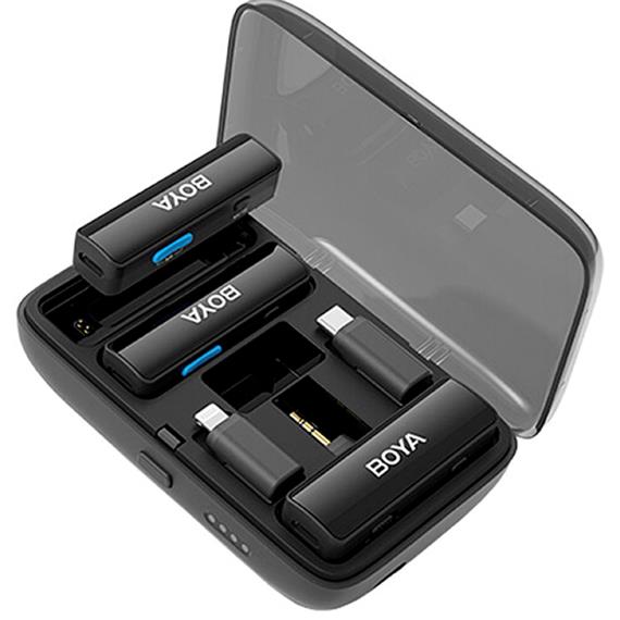 BOYA Boyalink Kit con 2 Micrófonos 2.4 GHz y Adaptador Multi Conexión