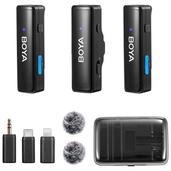BOYA Boyalink Kit con 2 Micrófonos 2.4 GHz y Adaptador Multi Conexión