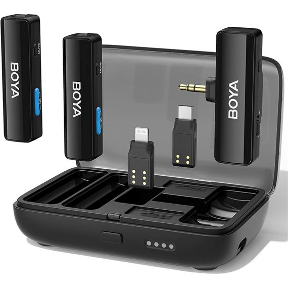 BOYA Boyalink Kit con 2 Micrófonos 2.4 GHz y Adaptador Multi Conexión