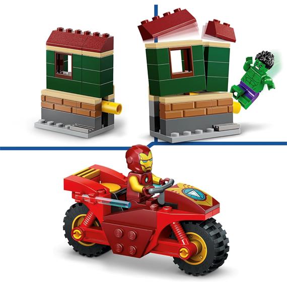 LEGO 76287 Iron Man con Moto y Hulk
