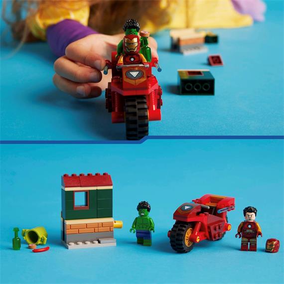 LEGO 76287 Iron Man con Moto y Hulk