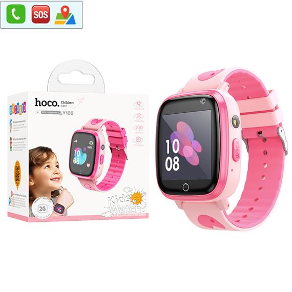 Hoco Y100 2G Children SmartWatch para Niños con llamadas Bluetooth Rosa