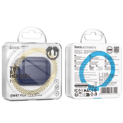 Hoco EW47 Plus True Auricular Inalámbrico Diseño Carbono Azul