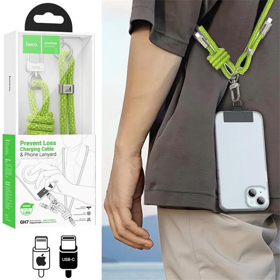 Hoco GH7 Colgante para Móvil con Cable USB-C a Lightning 1.8m Fluorescent Green