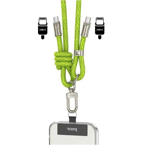 Hoco GH7 Colgante para Móvil con Cable USB-C a USB-C 1.8m Fluorescent Green