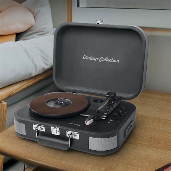 Muse MT201DG Tocadiscos con Tres velocidades, Bluetooth, USB y SD Gris