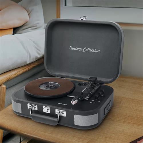 Muse MT201DG Tocadiscos con Tres velocidades, Bluetooth, USB y SD Gris