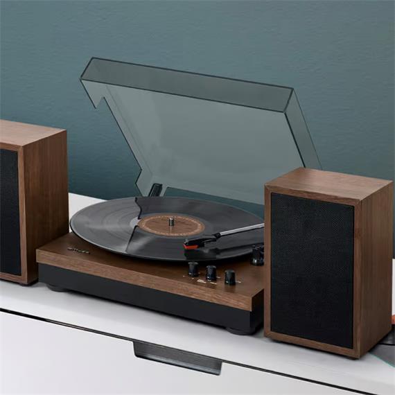 Muse MT108BT Tocadiscos con Bluetooth USB y Altavoces en Madera