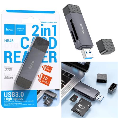 Hoco HB45 Spirit Lector para SD y Micro SD con conexión USB y USB-C