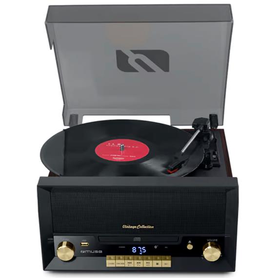 MUSE MT-112W Microsistema con Tocadiscos, lector de CD y USB