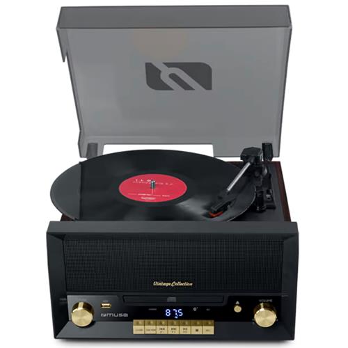 MUSE MT-112W Microsistema con Tocadiscos, lector de CD y USB