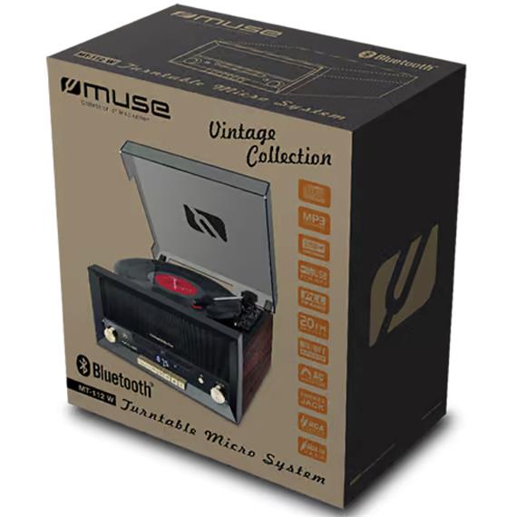 MUSE MT-112W Microsistema con Tocadiscos, lector de CD y USB