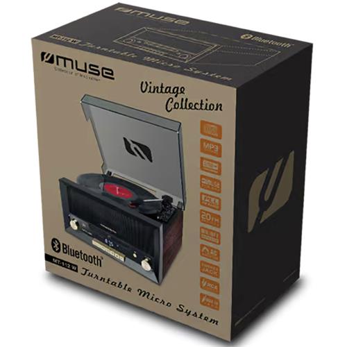 MUSE MT-112W Microsistema con Tocadiscos, lector de CD y USB