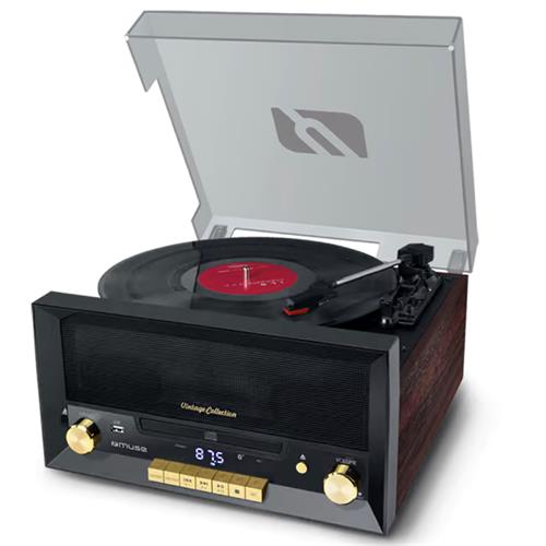 MUSE MT-112W Microsistema con Tocadiscos, lector de CD y USB