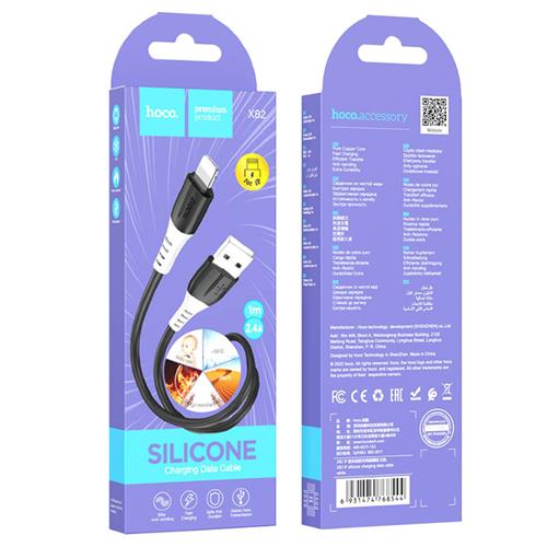 Cable USB a Lightning 1 metro 3Amp Hoco X82 Silicona Black