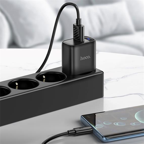 Hoco C140A Cargador USB-A QC 3.0 Negro