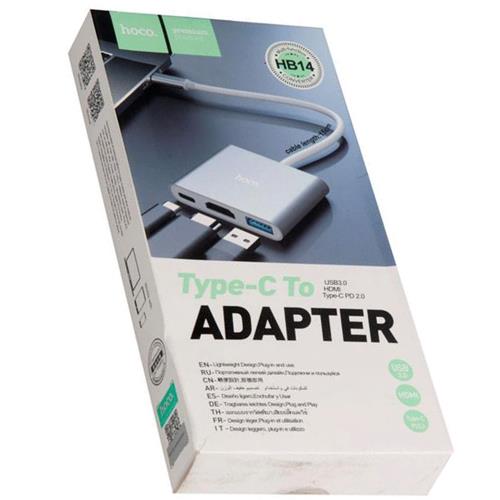 Hoco HB14 Adaptador Hub USB-C a HDMI, USB-C para Carga y USB 3.0
