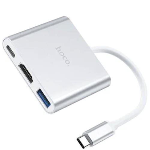 Hoco HB14 Adaptador Hub USB-C a HDMI, USB-C para Carga y USB 3.0
