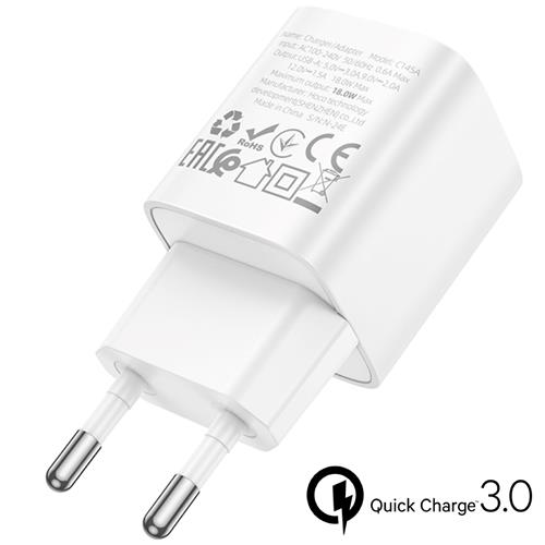 Cargador USB-A Hoco C145A 18W QC3.0 Blanco