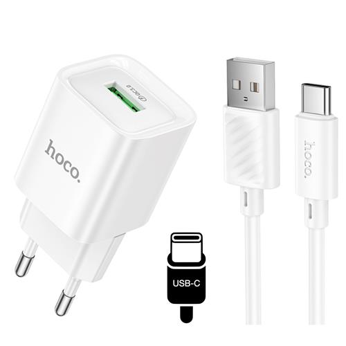 Cargador + Cable USB-C Hoco C145A QC3.0 Blanco