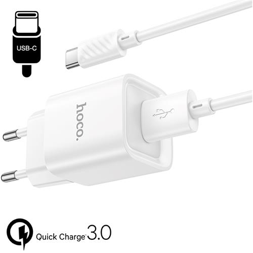 Cargador + Cable USB-C Hoco C145A QC3.0 Blanco