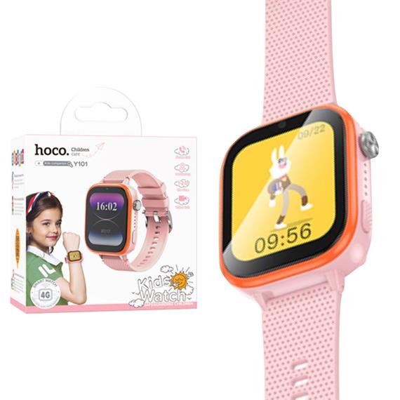 Hoco Y101 4G Smartwatch para Niños con SIM y GPS Rosa