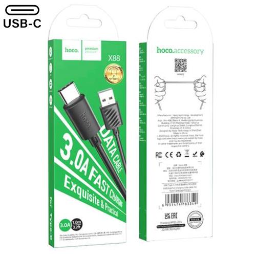 Cable USB a USB-C 1 metro 3 amp Hoco X88 Negro
