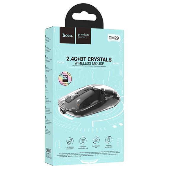 Hoco GM29 Ratón Inalámbrico 2.4G y Bluetooth Dark Night Black