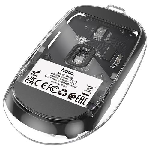 Hoco GM29 Ratón Inalámbrico 2.4G y Bluetooth Dark Night Black