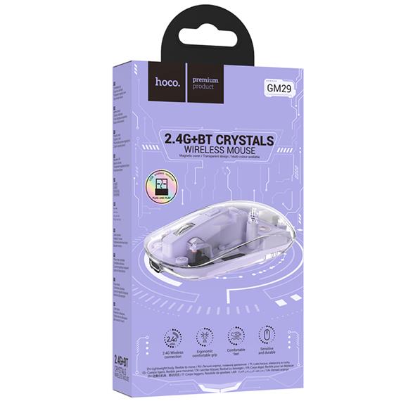 Hoco GM29 Ratón Inalámbrico 2.4G y Bluetooth Romantic Purple