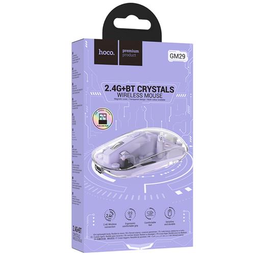 Hoco GM29 Ratón Inalámbrico 2.4G y Bluetooth Romantic Purple