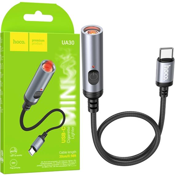 Hoco UA30 Mechero para Coche con Conexión USB-C y cable 30cm