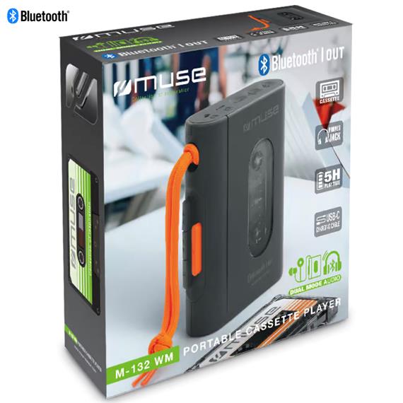 Muse M132WM Walkman con salida Bluetooth y Recargable por USB-C